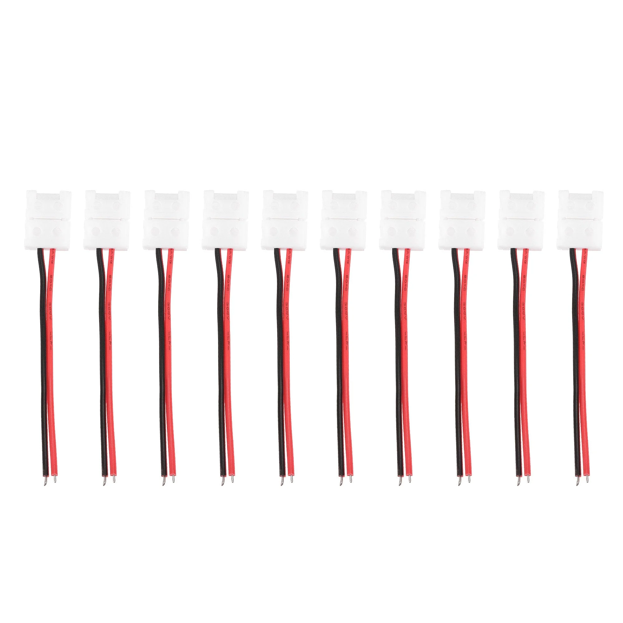 Uxcell 2 Pin 8mm Solderless Strip Light Connector, 150mm Strip Jumper Cable, for 3528 5050 Single Color LED Tape Lights 10Pcs