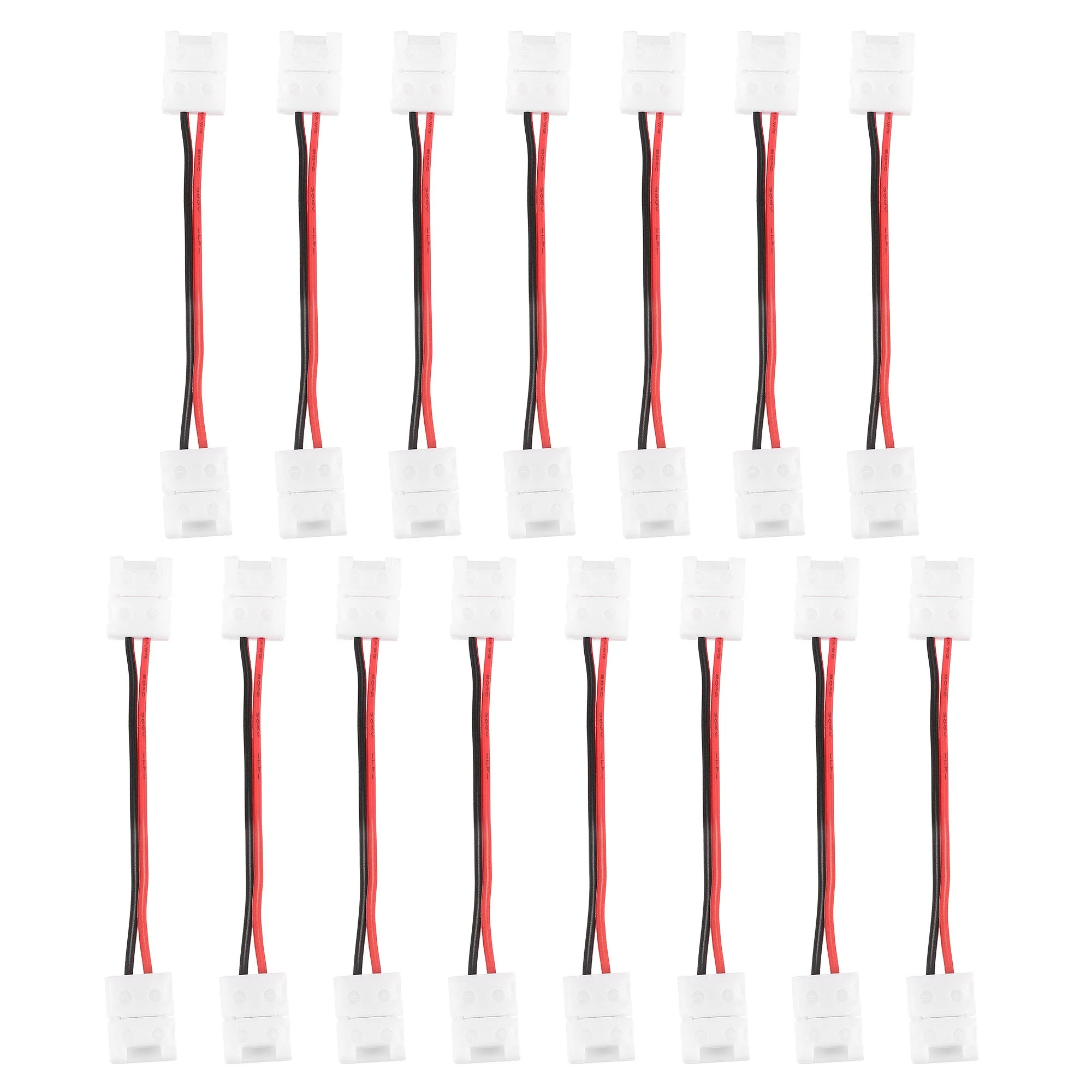Uxcell 2 Pin 10mm Solderless Strip Light Connector, 150mm Strip to Strip Jumper Cable, for 3528 5050 Single Color LED Tape Lights 15Pcs