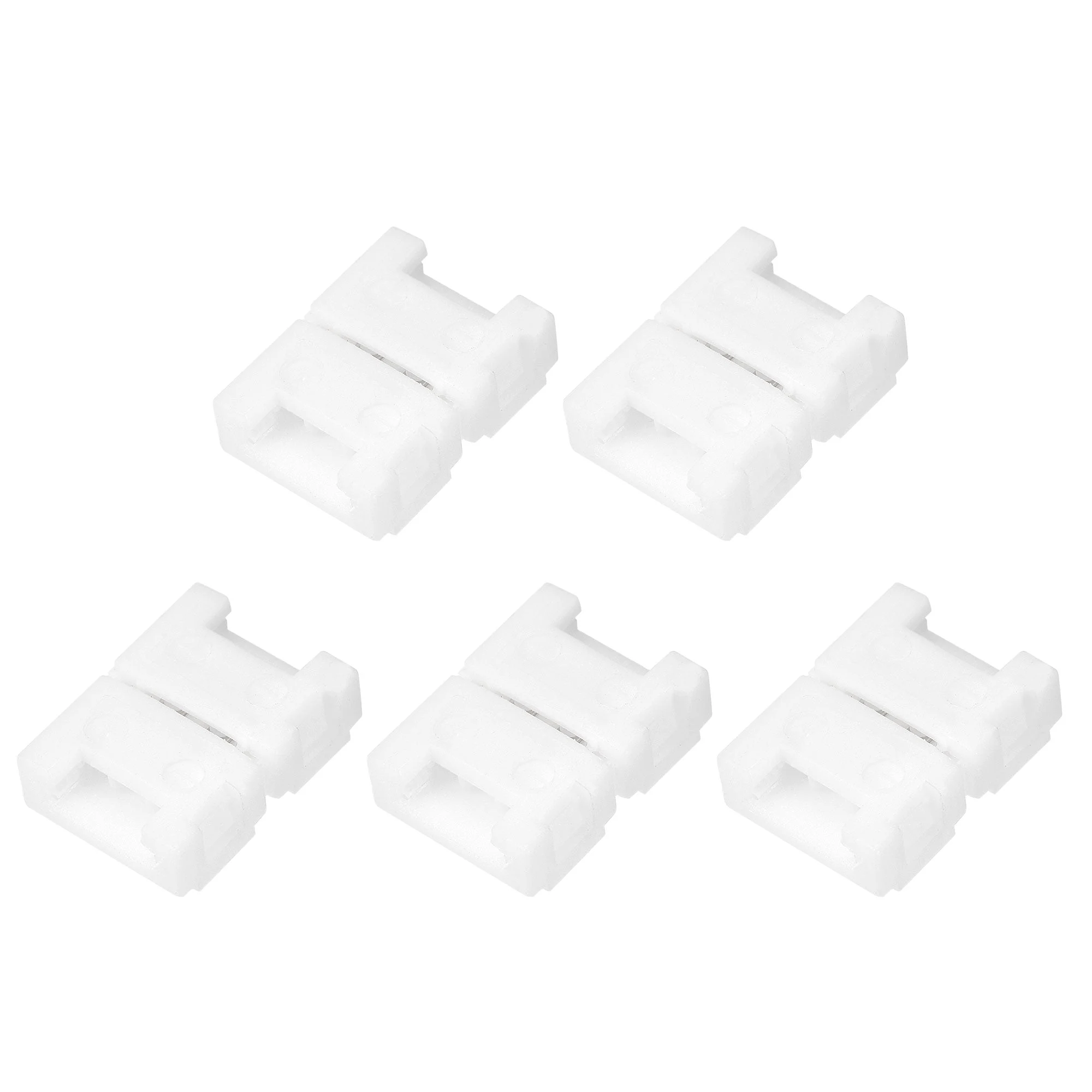 Uxcell 2 Pin 8mm Solderless Gapless Strip Light Connector for 3528 Single Color LED Strip Lights 5Pcs