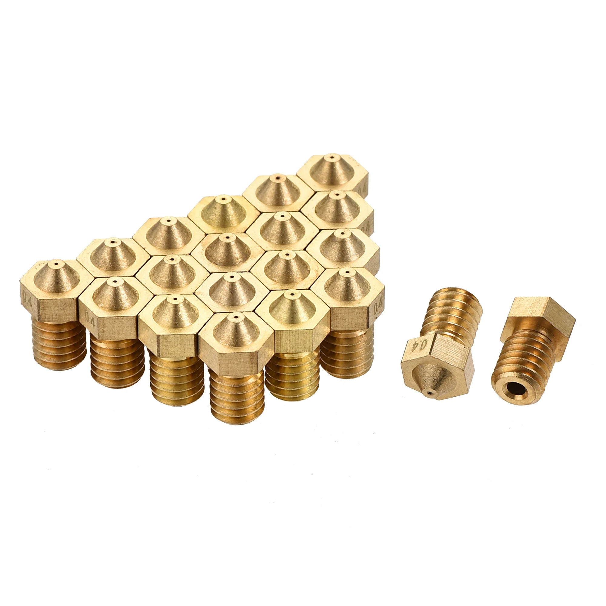 Uxcell 0.4mm 3D Printer Nozzle, 20pcs M6 Thread for V5 V6 1.75mm Extruder Print, Brass