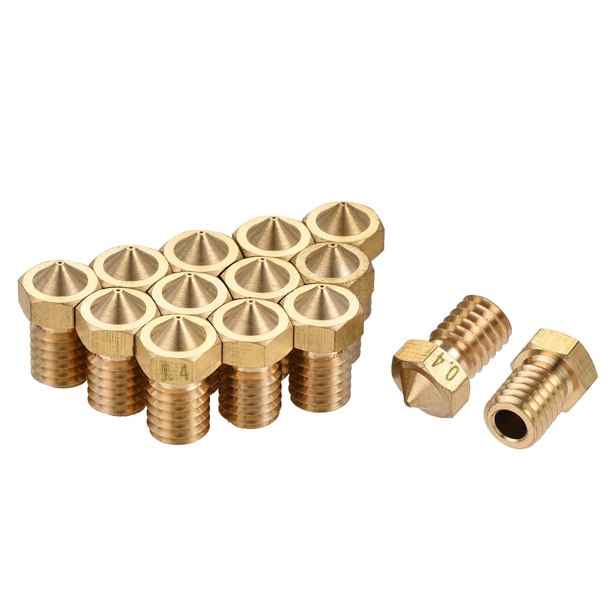 Uxcell 0.4mm 3D Printer Nozzle, 14pcs M6 Thread for V5 V6 3mm Extruder Print, Brass