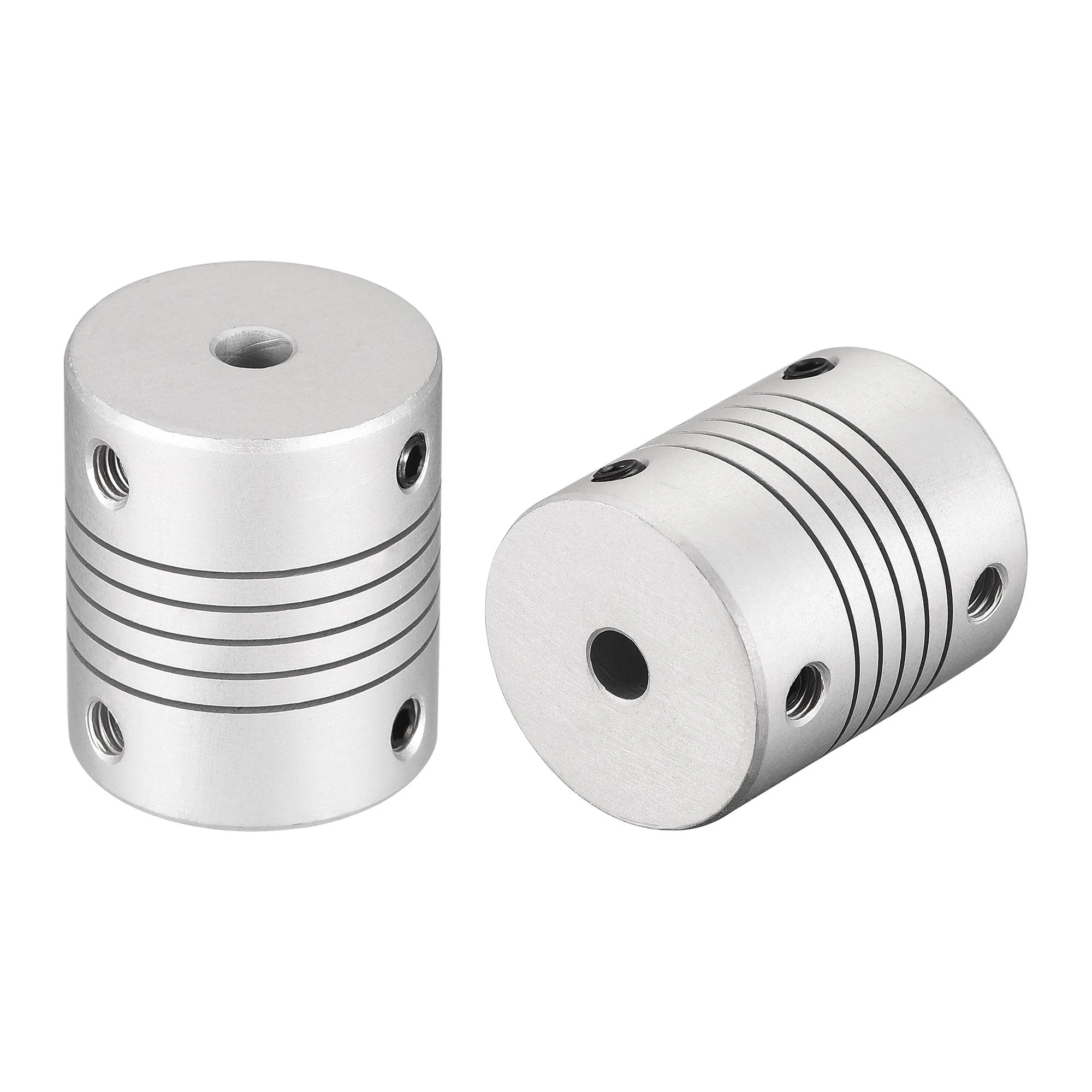 5mm to 5mm Aluminum Alloy Shaft Coupling Flexible Coupler Motor Connector Joint L30xD25 Silver 2Pcs