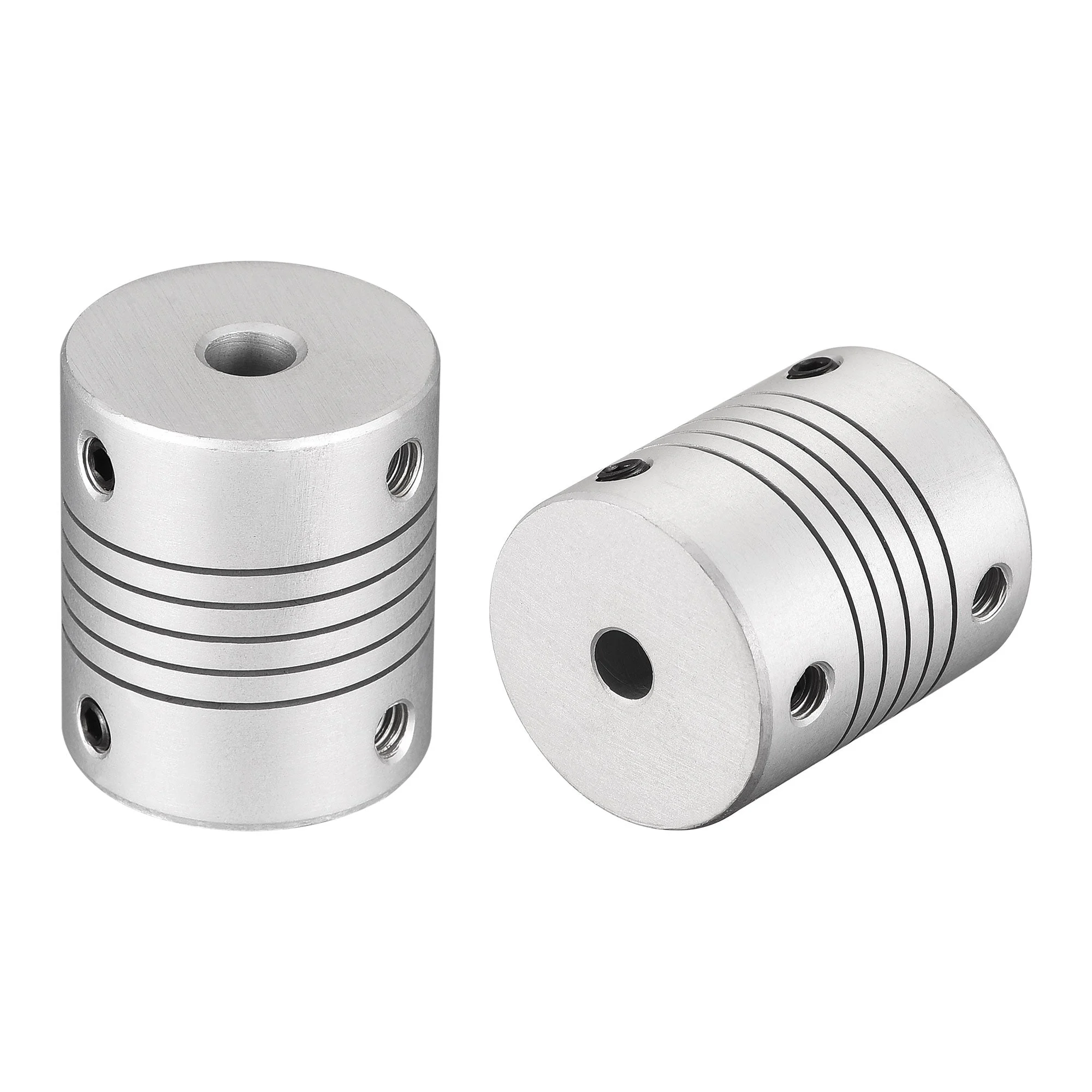 6mm to 5mm Aluminum Alloy Shaft Coupling Flexible Coupler L30xD25 Silver 2Pcs
