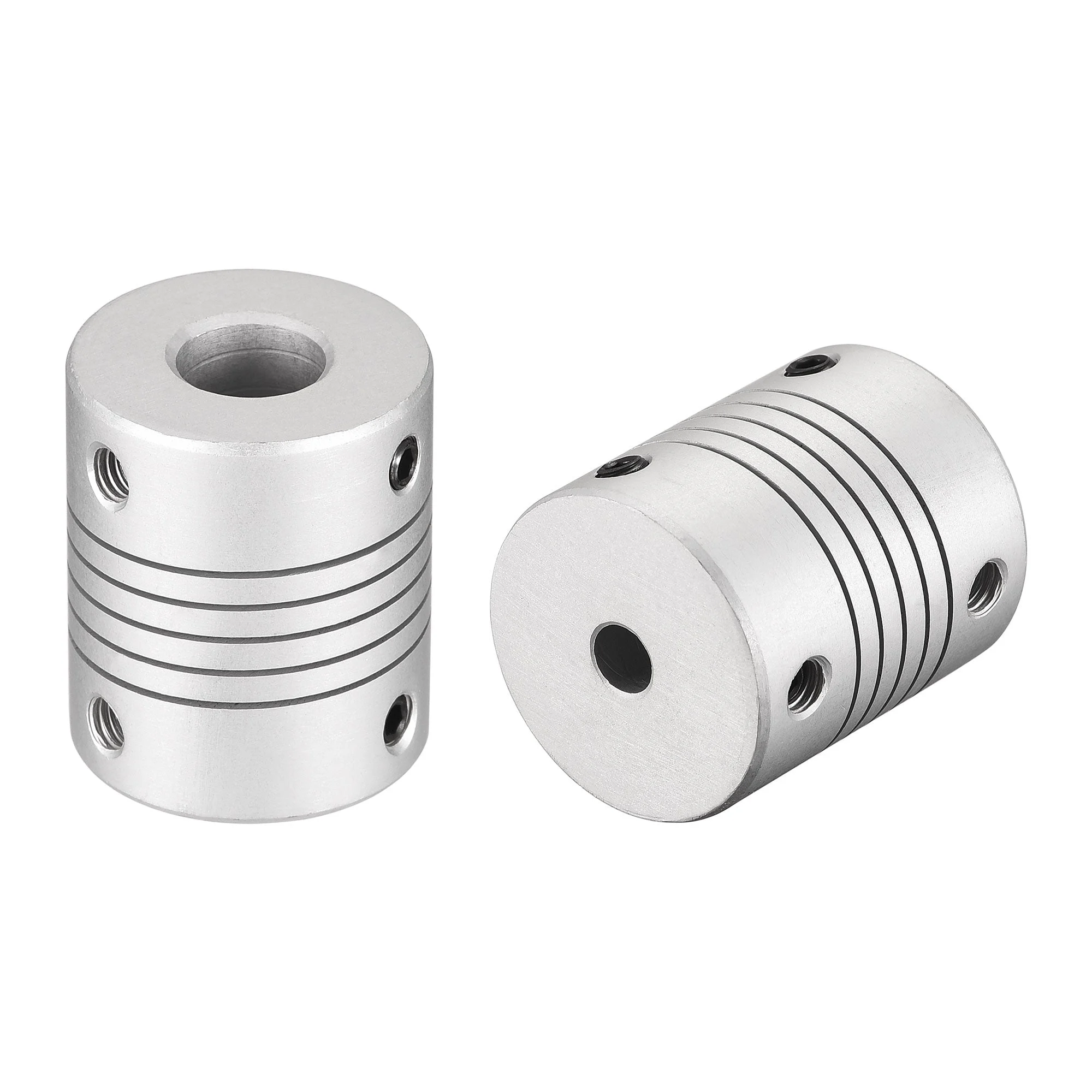 10mm to 5mm Aluminum Alloy Shaft Coupling Flexible Coupler L30xD25 Silver 2Pcs