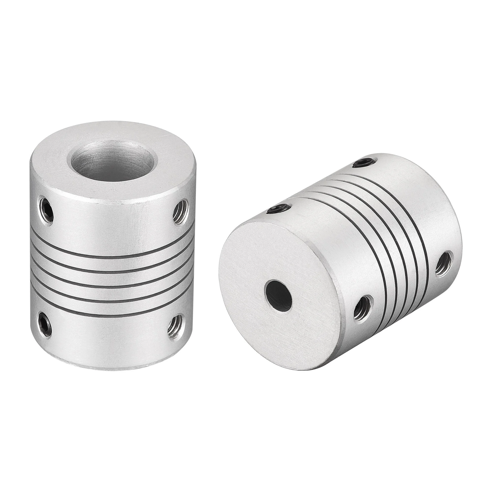12mm to 5mm Aluminum Alloy Shaft Coupling Flexible Coupler L30xD25 Silver 2Pcs