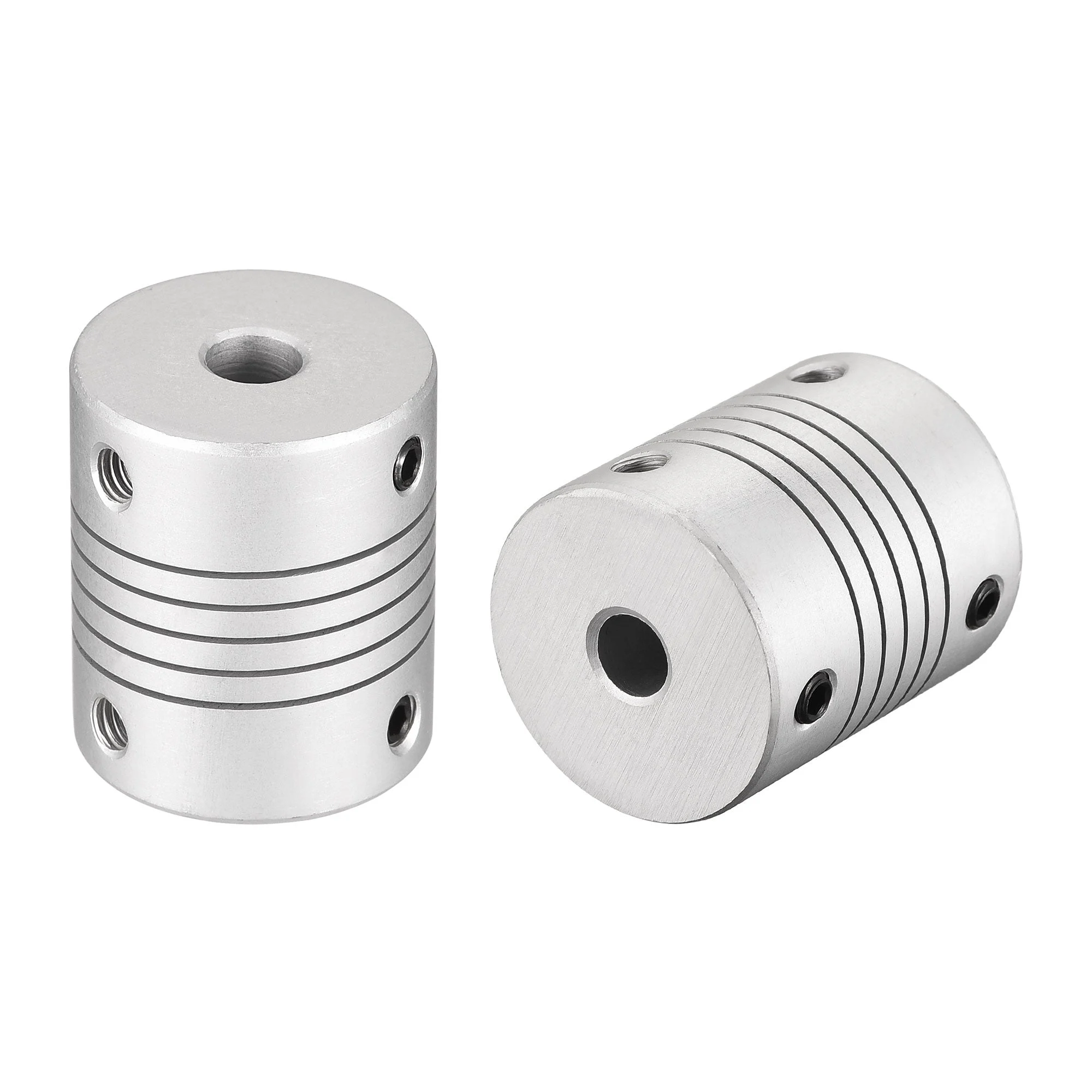 6.35mm to 6mm Aluminum Alloy Shaft Coupling Flexible Coupler L30xD25 Silver 2Pcs