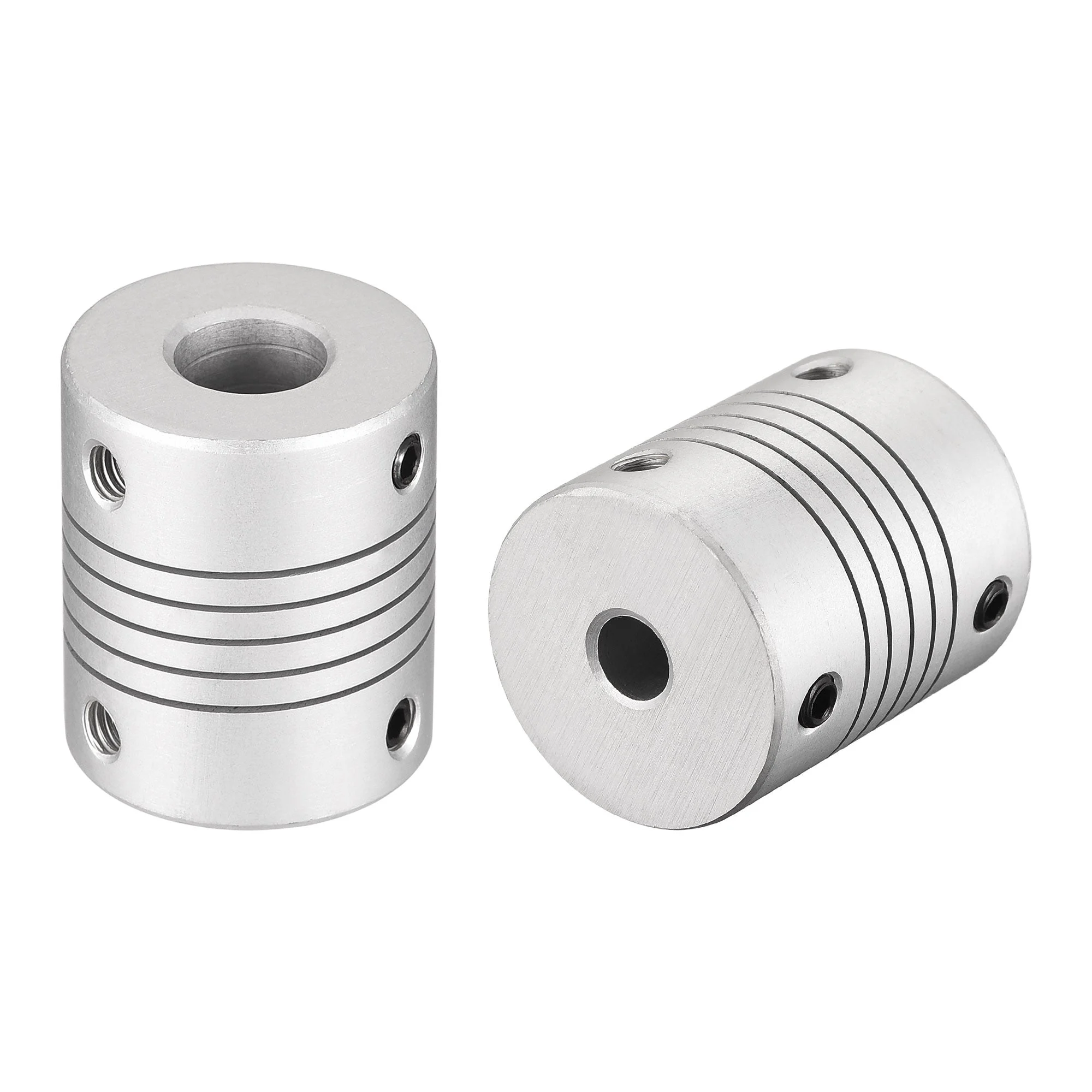 10mm to 6mm Aluminum Alloy Shaft Coupling Flexible Coupler L30xD25 Silver 2Pcs