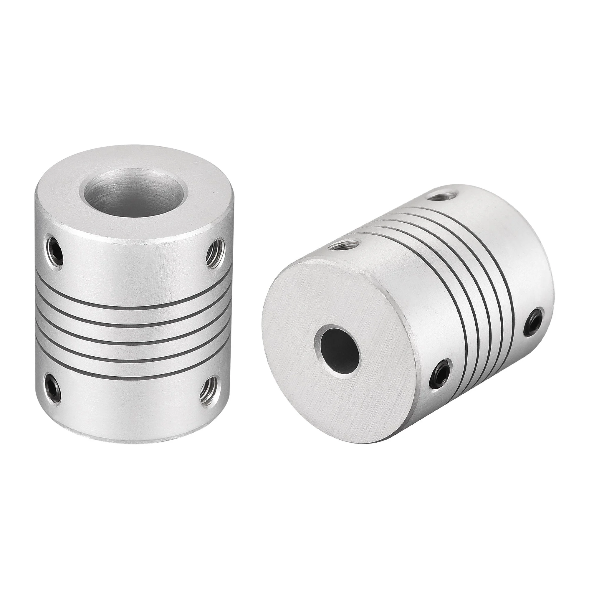 12mm to 6mm Aluminum Alloy Shaft Coupling Flexible Coupler Motor Connector Joint L30xD25 Silver 2Pcs