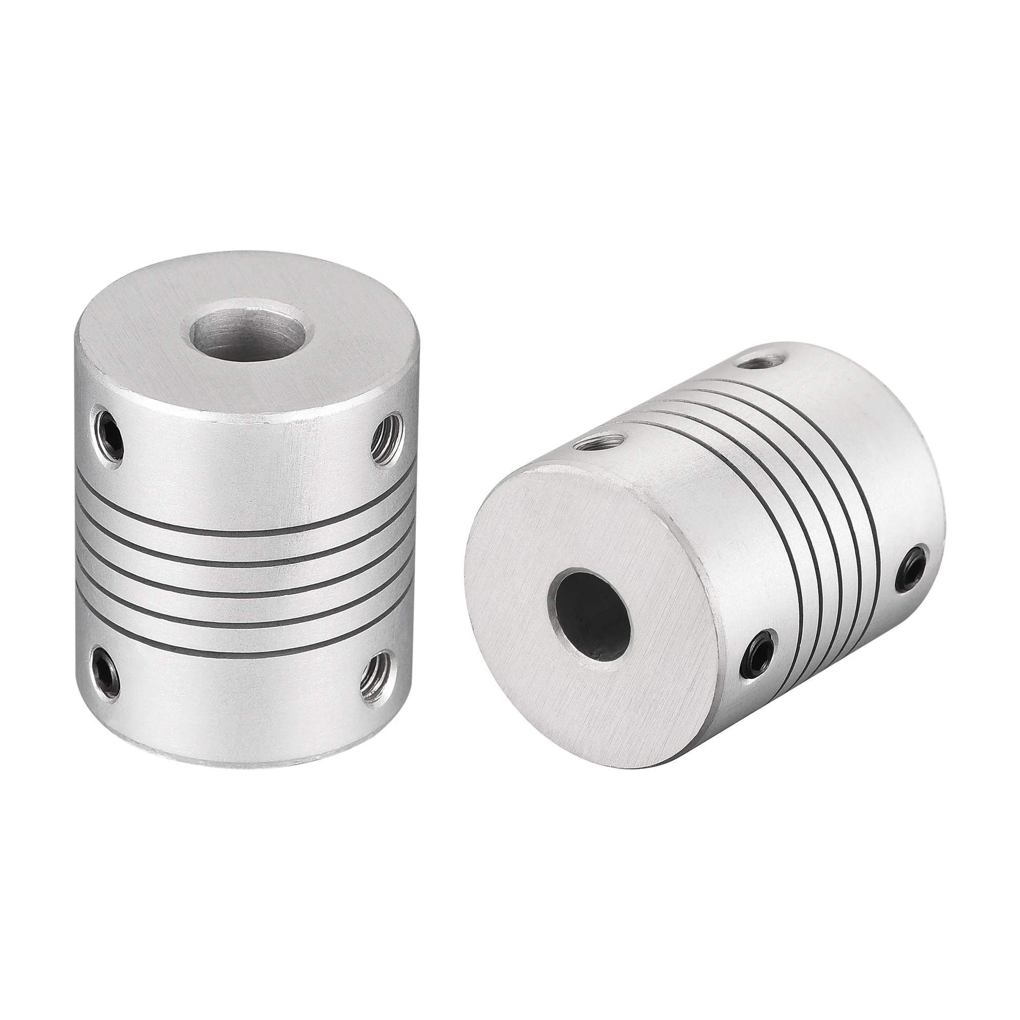 8mm to 7mm Aluminum Alloy Shaft Coupling Flexible Coupler Motor Connector Joint L30xD25 Silver 2Pcs