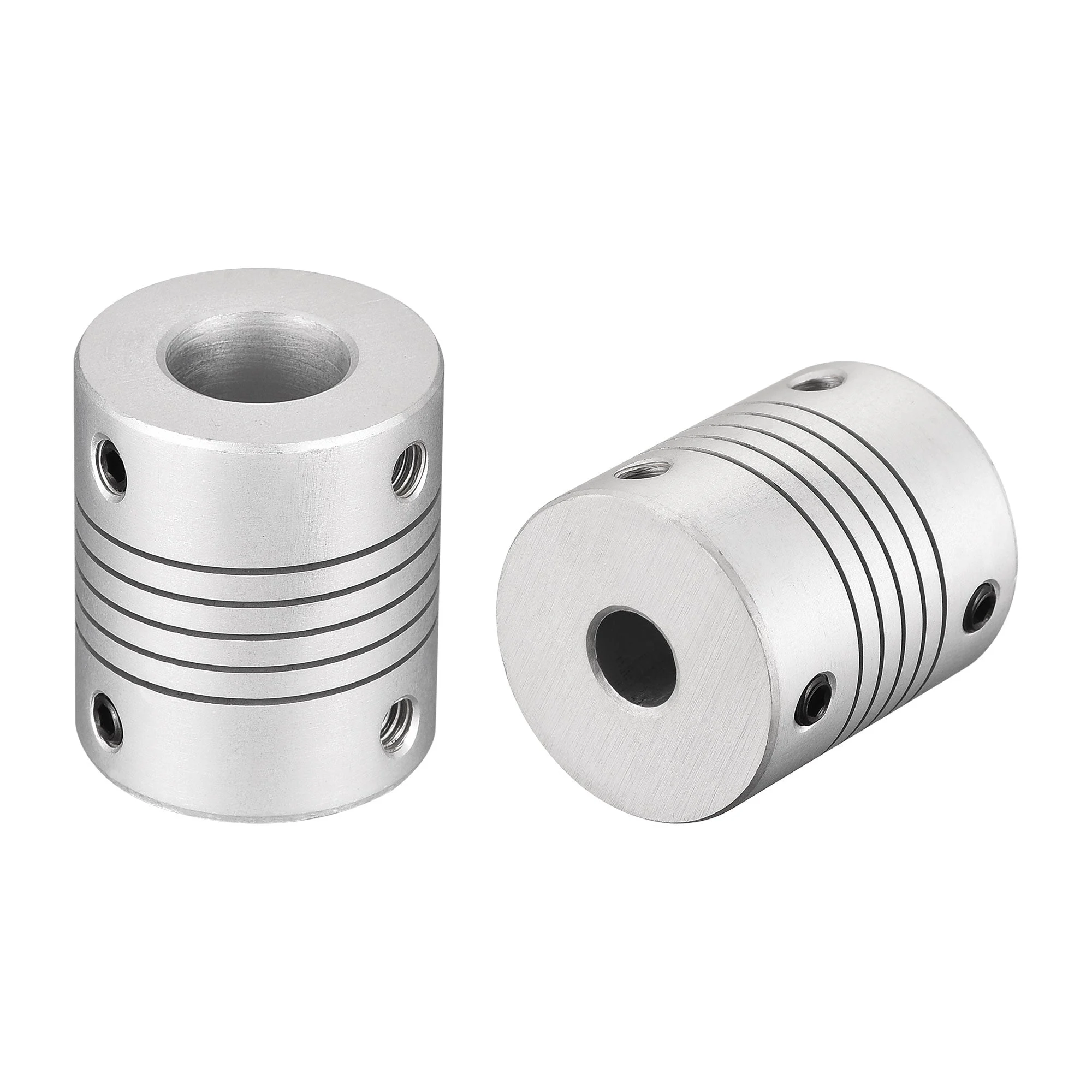 12mm to 7mm Aluminum Alloy Shaft Coupling Flexible Coupler L30xD25 Silver 2Pcs