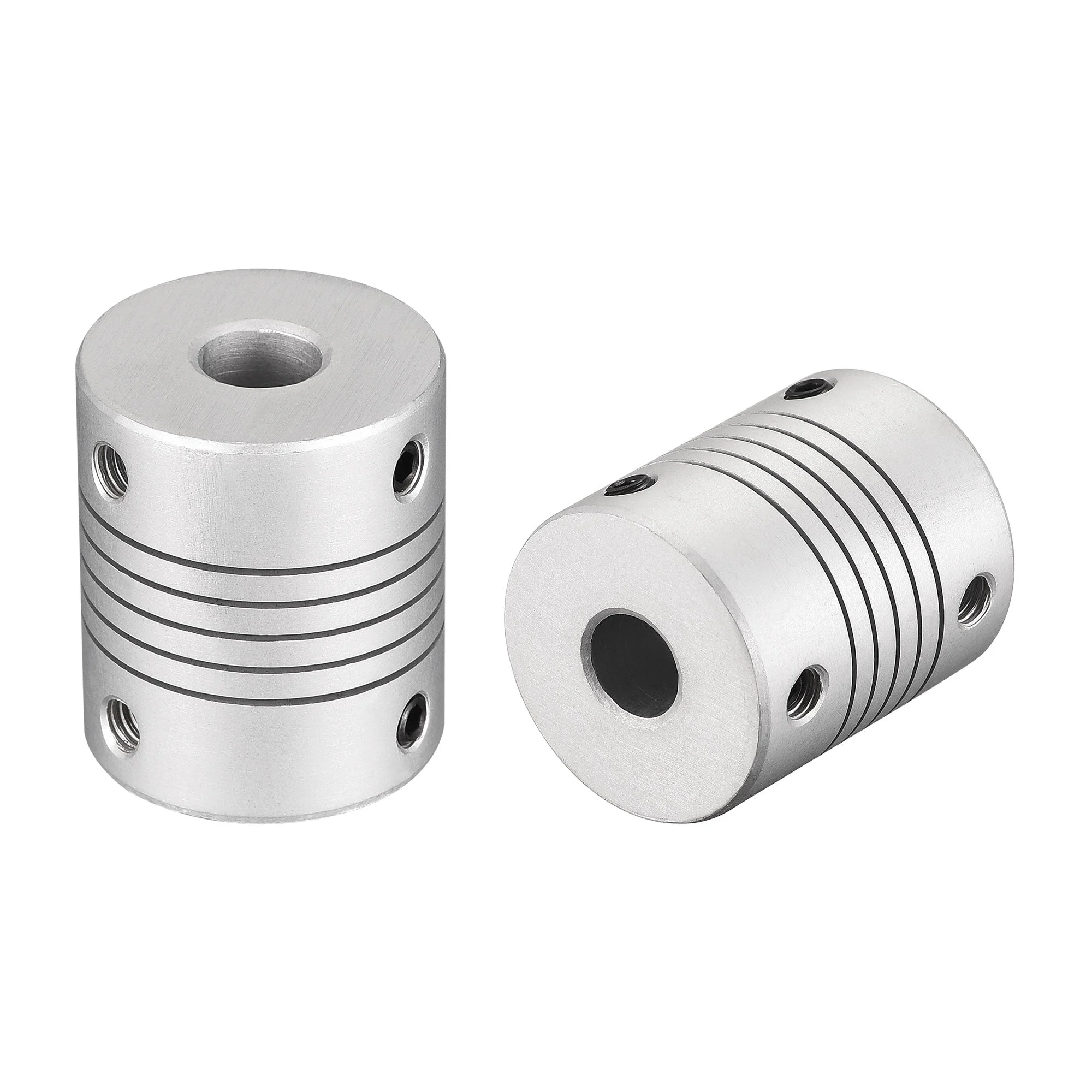 8mm to 8mm Aluminum Alloy Shaft Coupling Flexible Coupler L30xD25 Silver 2Pcs