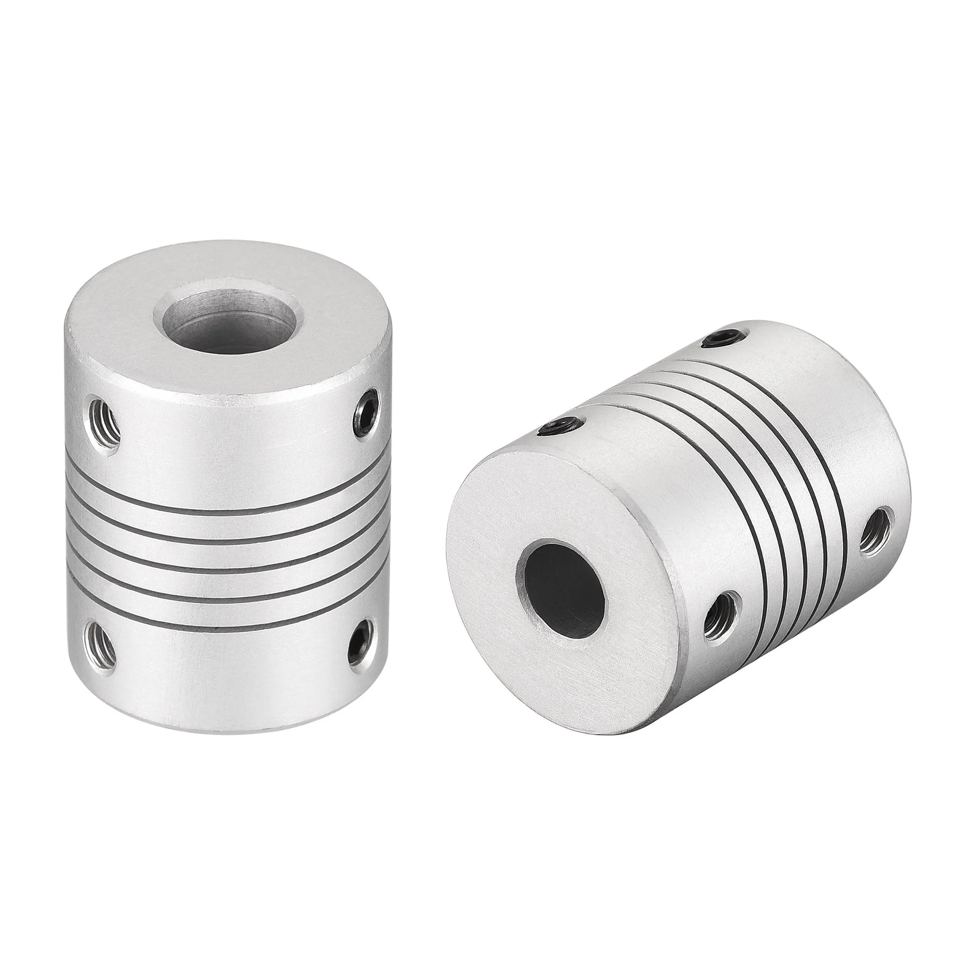 10mm to 8mm Aluminum Alloy Shaft Coupling Flexible Coupler L30xD25 Silver 2Pcs