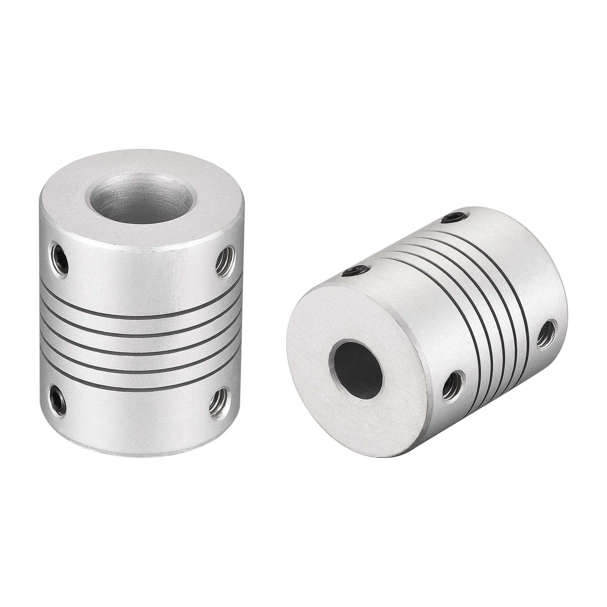 12mm to 8mm Aluminum Alloy Shaft Coupling Flexible Coupler L30xD25 Silver 2Pcs