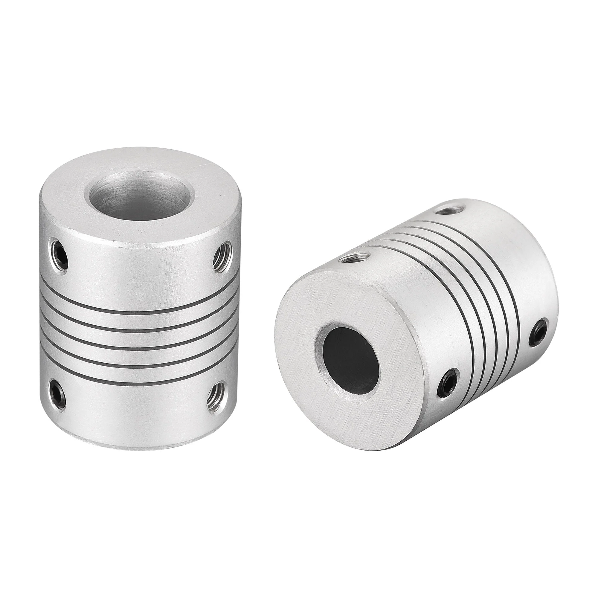 12mm to 9mm Aluminum Alloy Shaft Coupling Flexible Coupler L30xD25 Silver 2Pcs