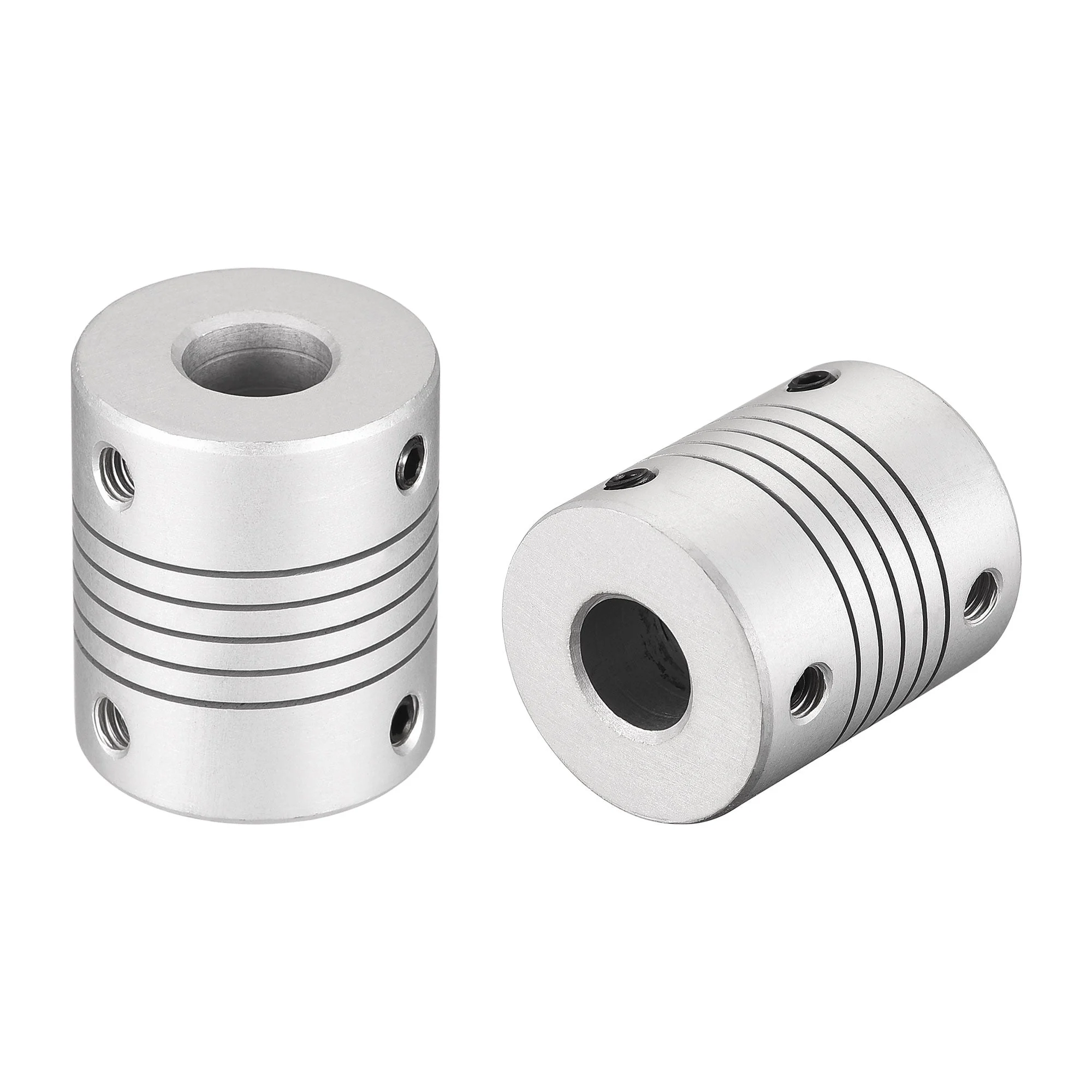 10mm to 10mm Aluminum Alloy Shaft Coupling Flexible Coupler Motor Connector Joint L30xD25 Silver 2Pcs