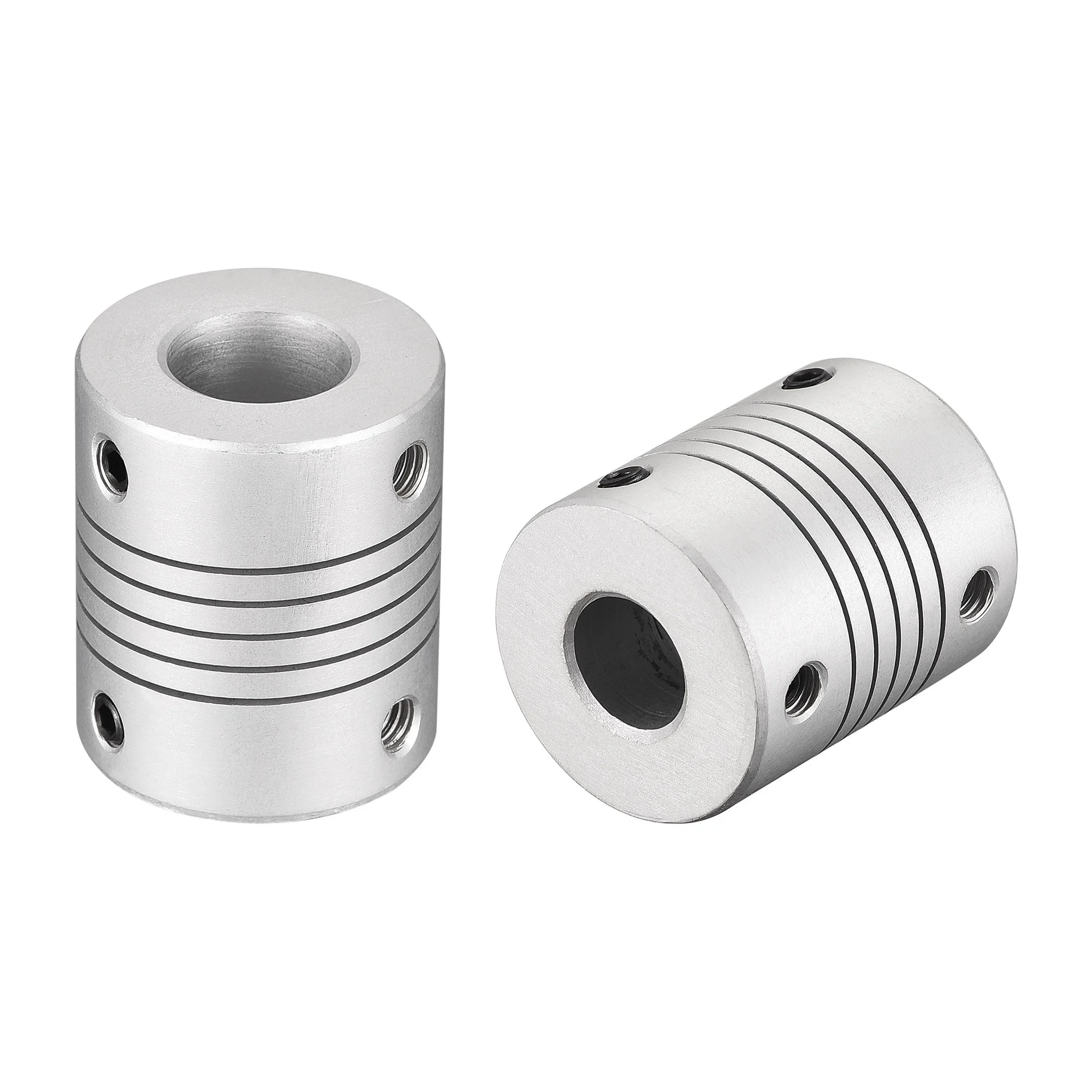 12mm to 10mm Aluminum Alloy Shaft Coupling Flexible Coupler L30xD25 Silver 2Pcs