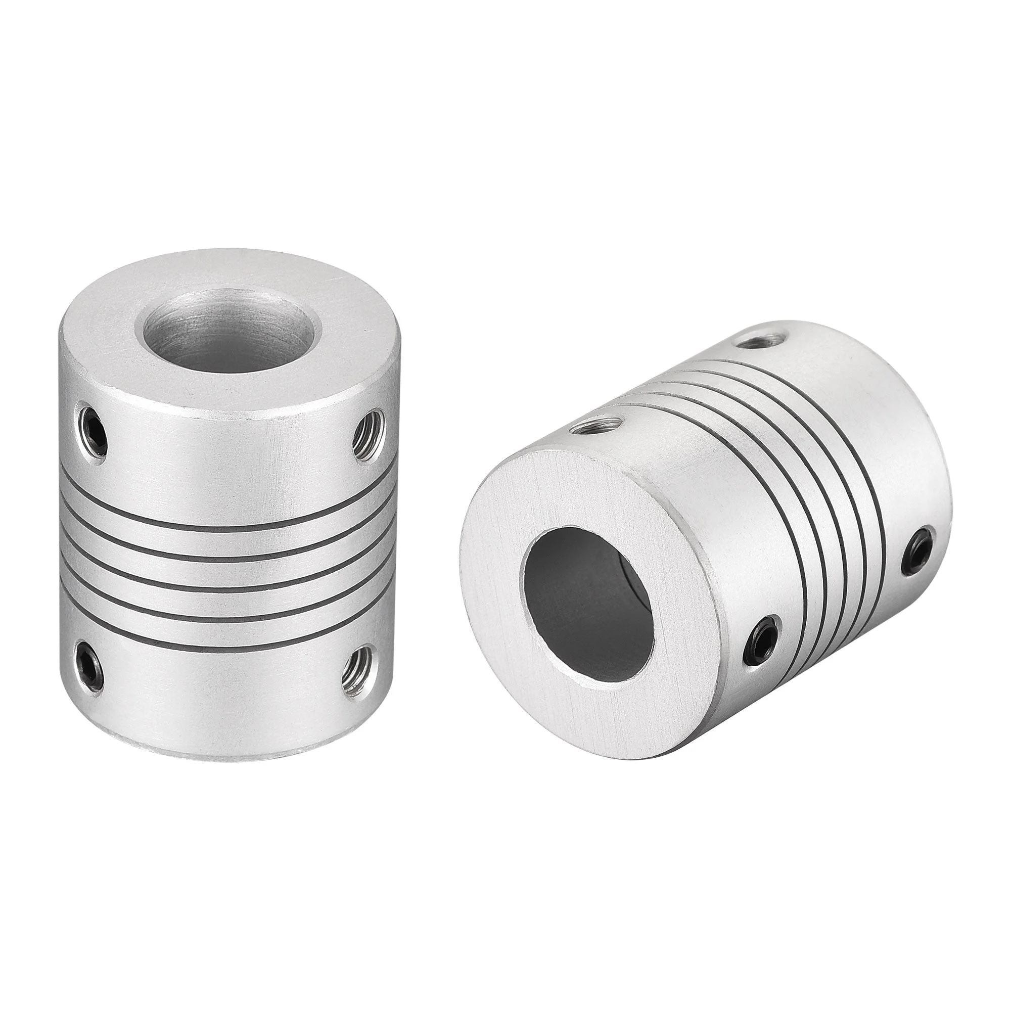 12mm to 12mm Aluminum Alloy Shaft Coupling Flexible Coupler L30xD25 Silver 2Pcs