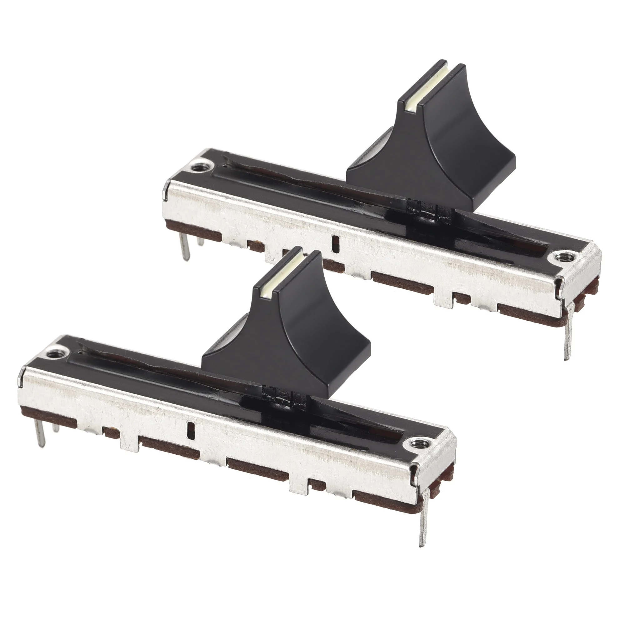 2Pcs 45mm Straight Slide Potentiometer B10K Ohm With Black White Knobs