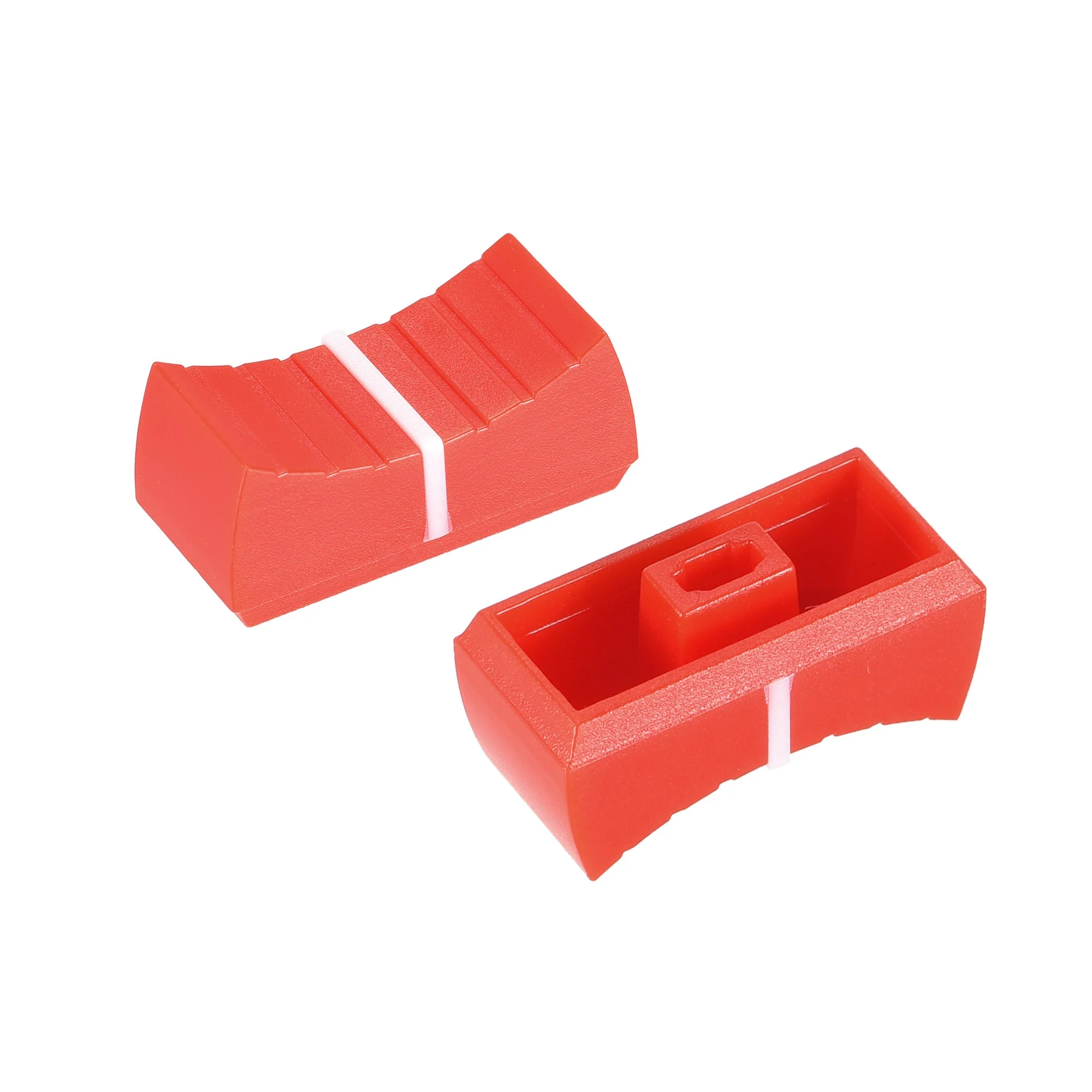 Plastic Straight Slide Potentiometer Flat Push Knob Insert Shaft 4x2mm White Red 10pcs