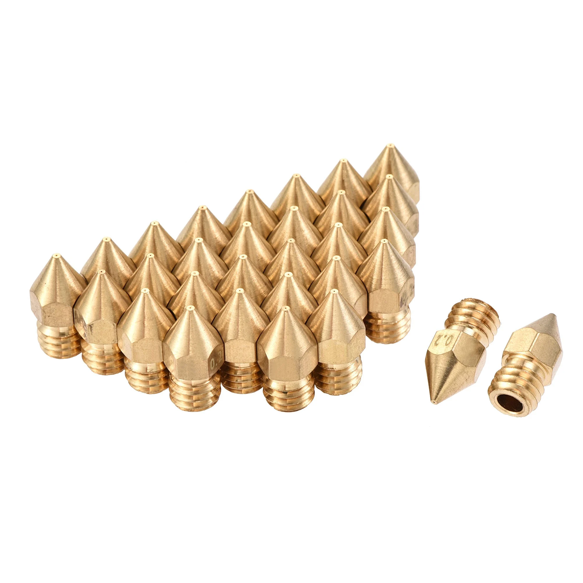 Uxcell 0.2mm 3D Printer Nozzle, 30pcs M6 Thread for MK8 3mm Extruder Print, Brass