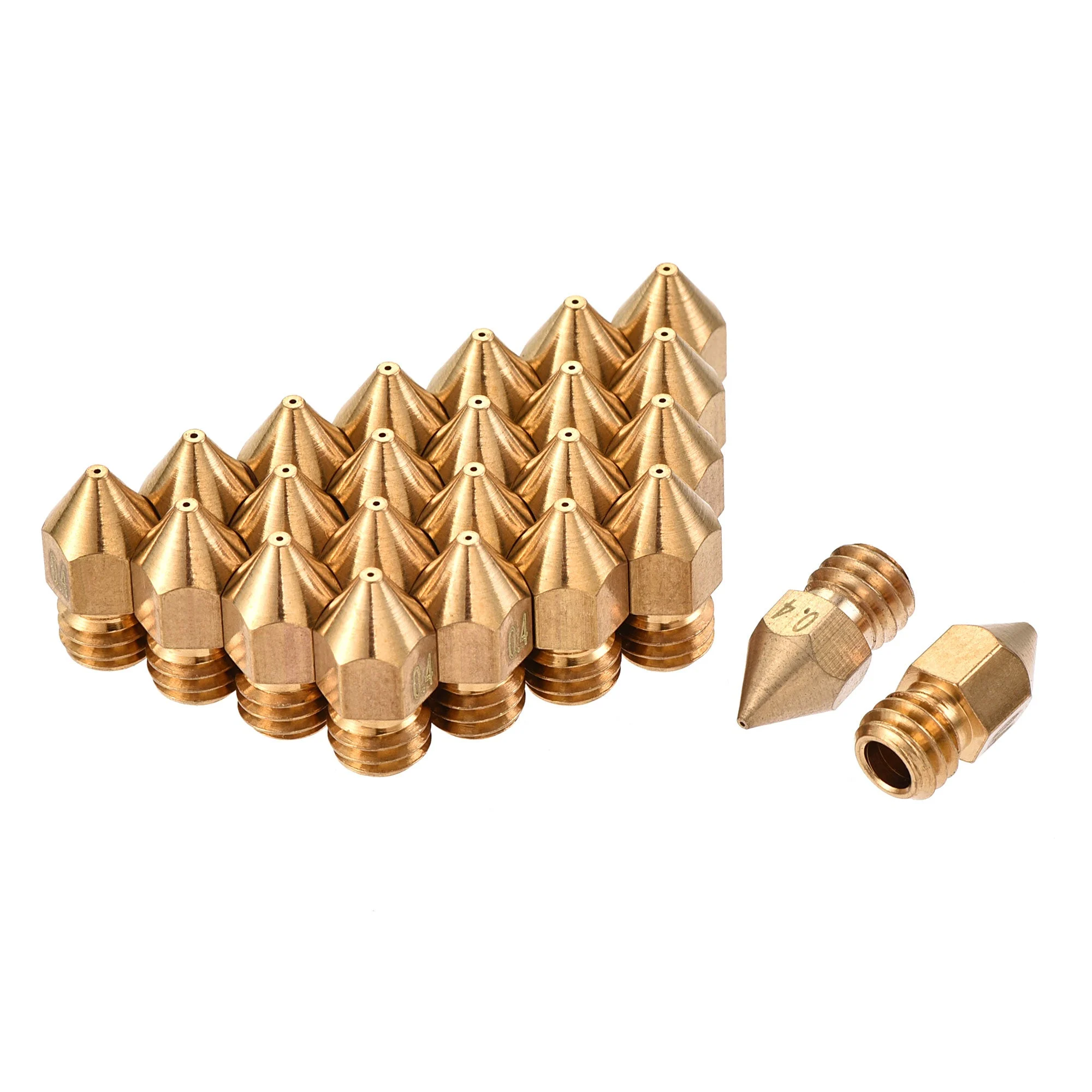 Uxcell 0.4mm 3D Printer Nozzle, 24pcs M6 Thread for MK8 3mm Extruder Print, Brass