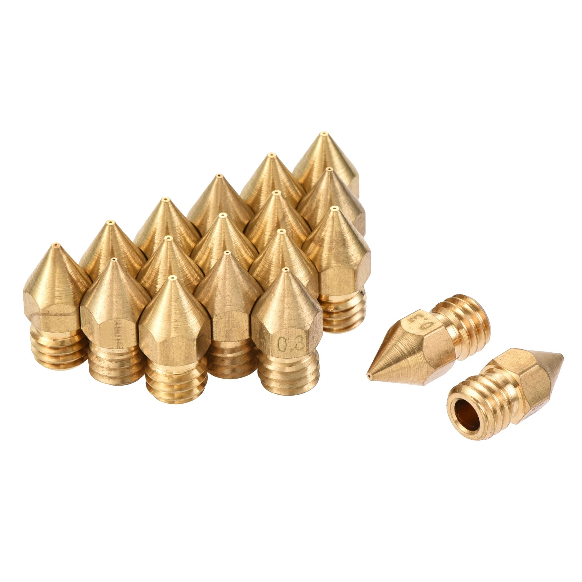 Uxcell 0.3mm 3D Printer Nozzle, 18pcs M6 Thread for MK8 3mm Extruder Print, Brass