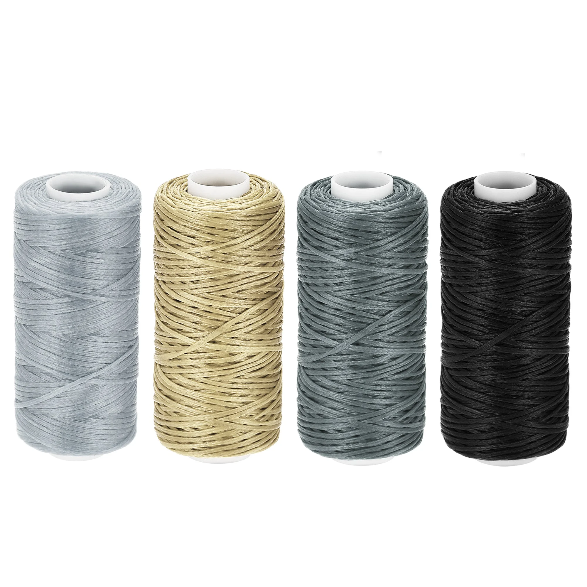Leather Thread Set 55 Yards 0.8mm 150D/16 Flat Waxed Cords, Cold Colors 4pcs