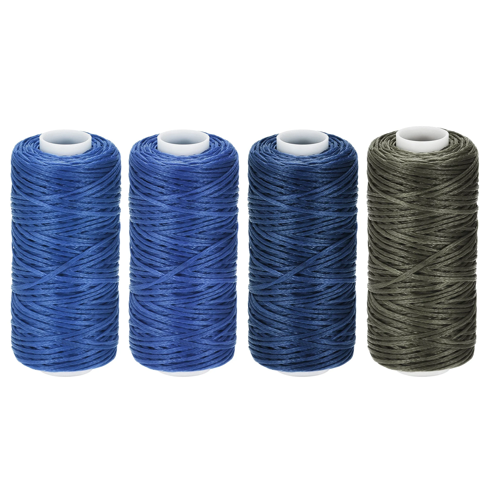 Waxed Leather Thread 55 Yards 150D/0.8mm Polyester Flat Cords, Various Blue 4pcs