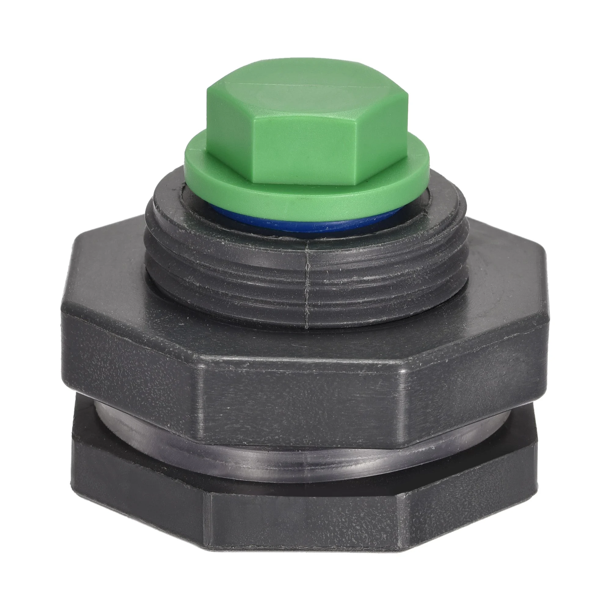 PVC Bulkhead Tank Adapter with Green Plug Fitting G1/2 Thread for Rain Buckets Water Tanks Aquariums 1 Set