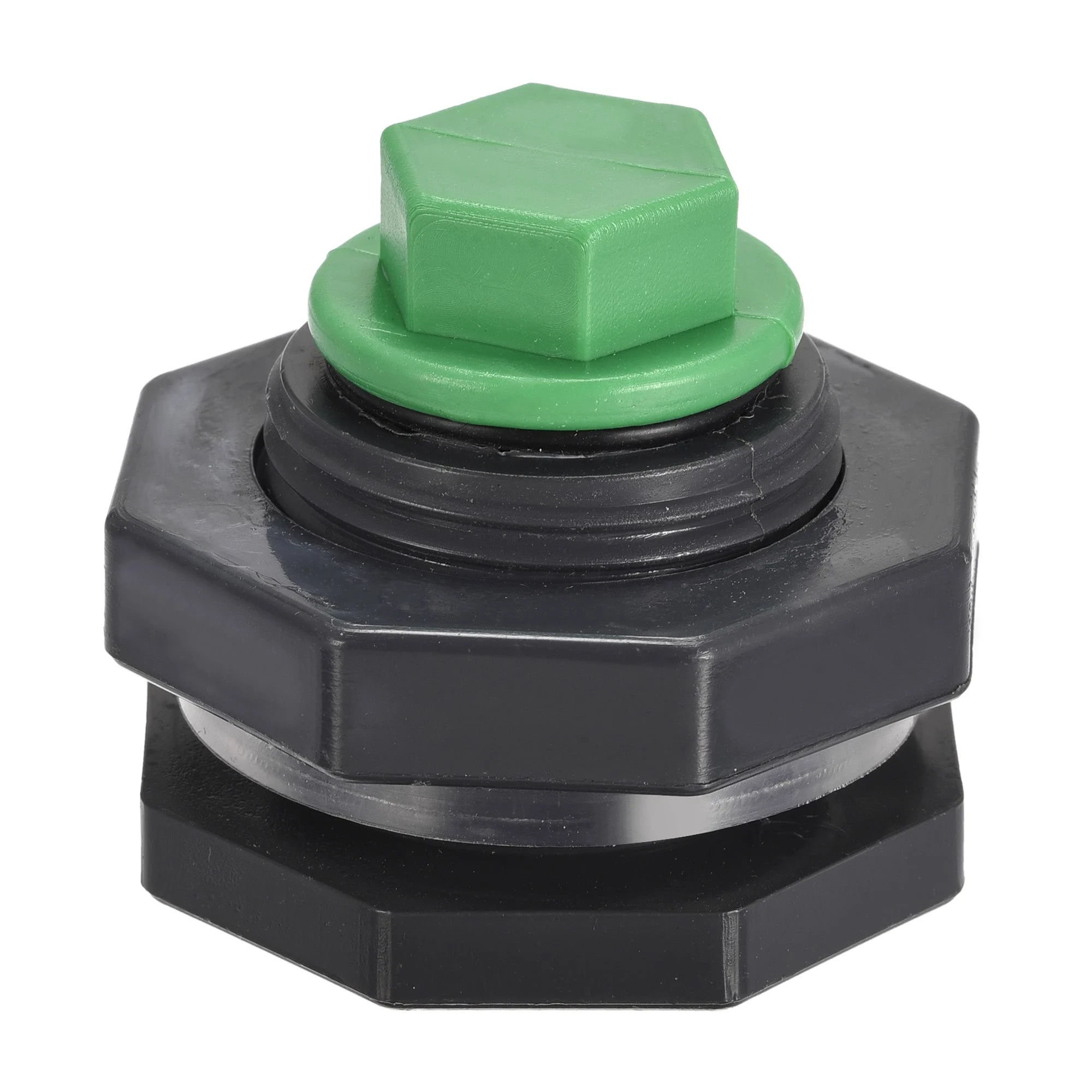 PVC Bulkhead Tank Adapter with Green Plug Fitting G3/4 Thread for Rain Buckets Water Tanks Aquariums 1 Set