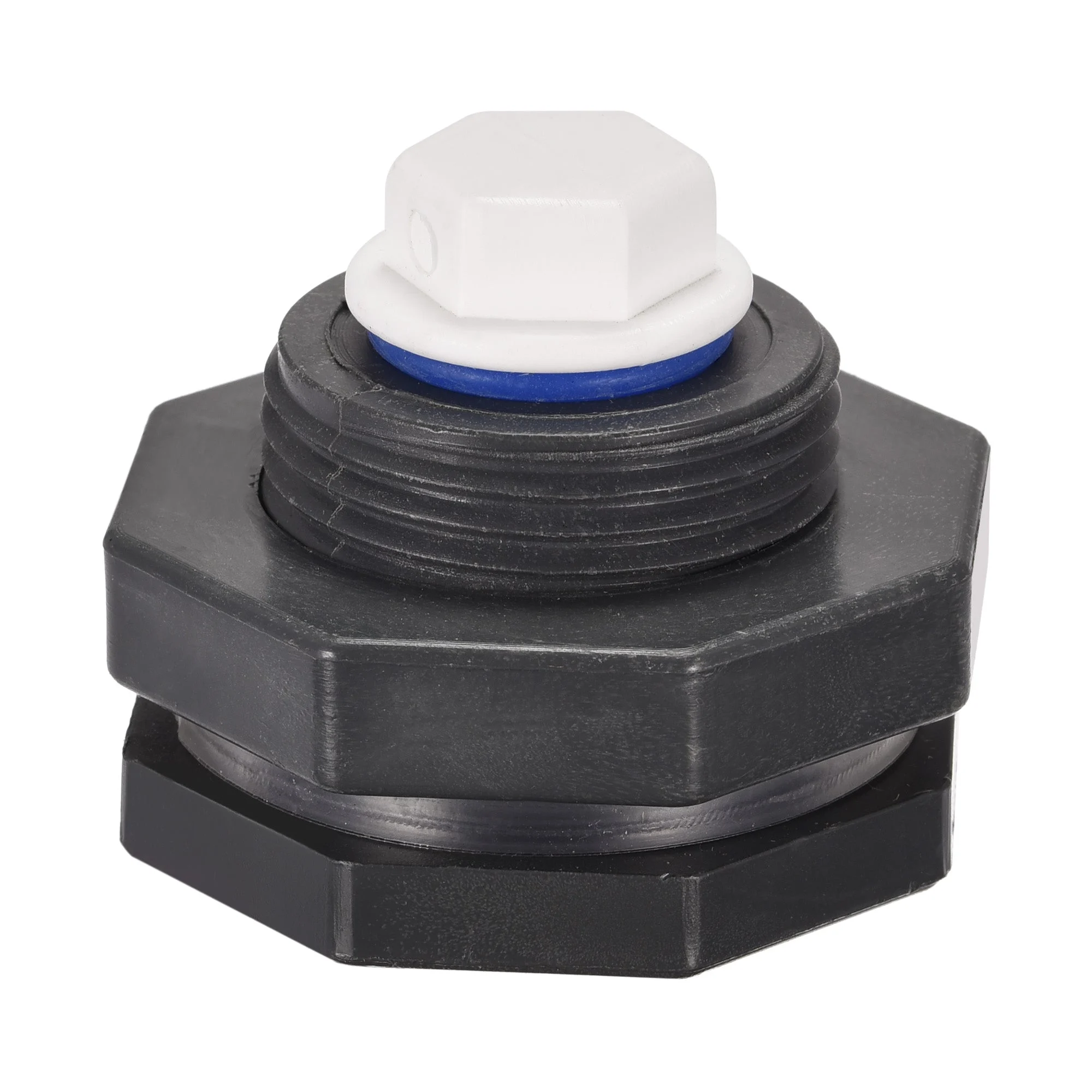 PVC Bulkhead Tank Adapter with White Plug Fitting G1/2 Thread for Rain Buckets Water Tanks Aquariums 1 Set