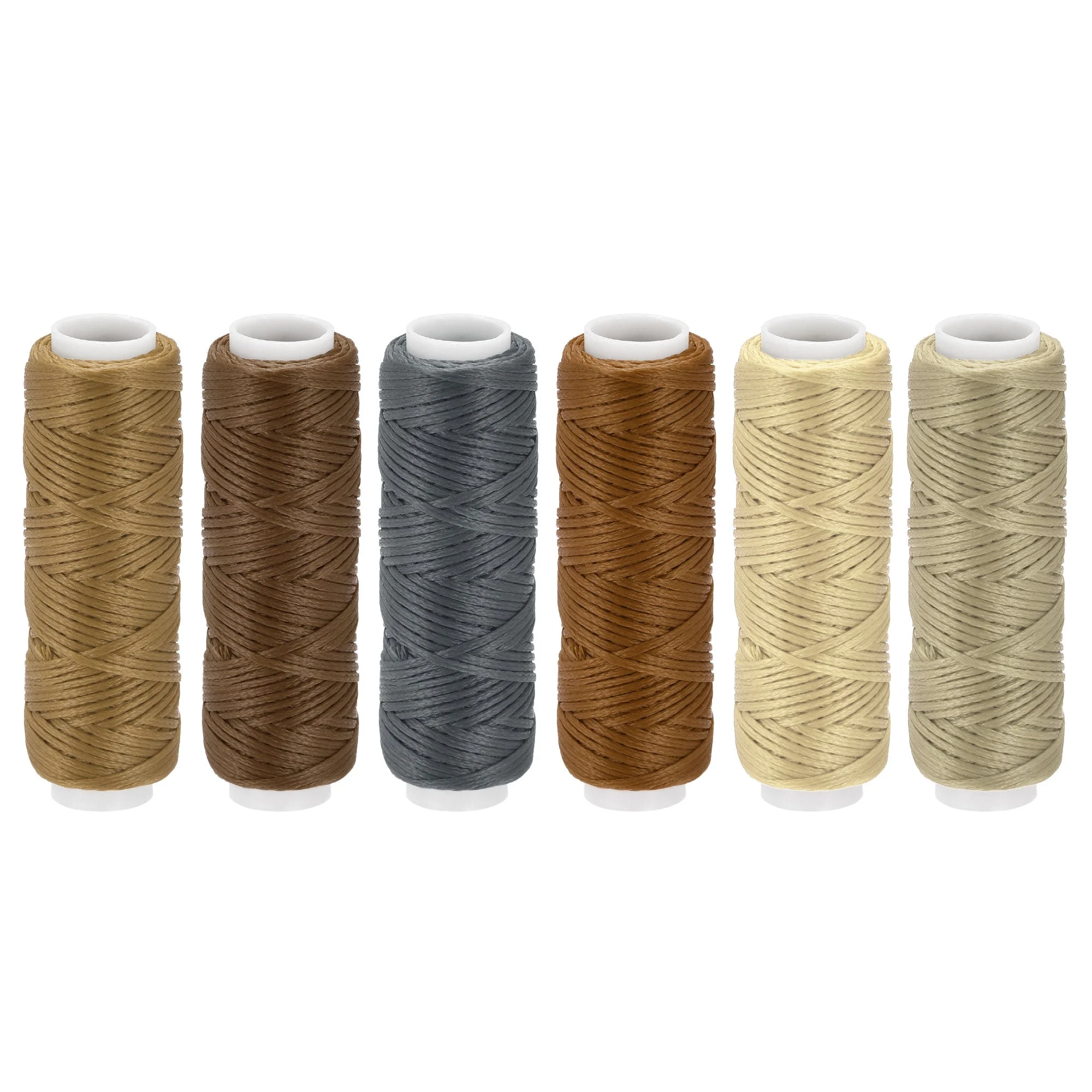 Waxed Leather Threads 13 Yard 150D/0.8mm Flat Polyester Cord, Various Brown 6pcs