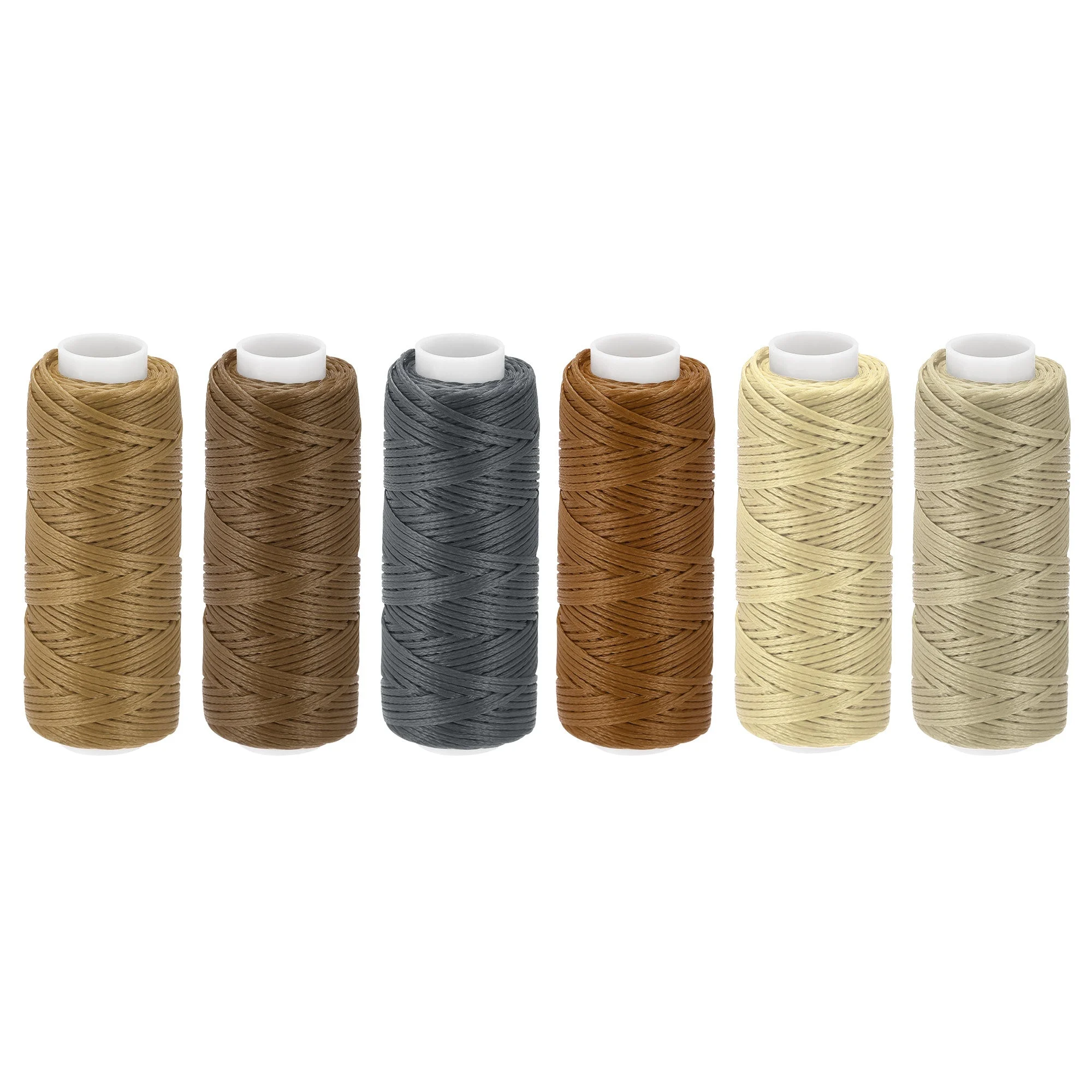 Leather Threads 33 Yards 150D/0.8mm Polyester Waxed Cords, Various Brown 6pcs
