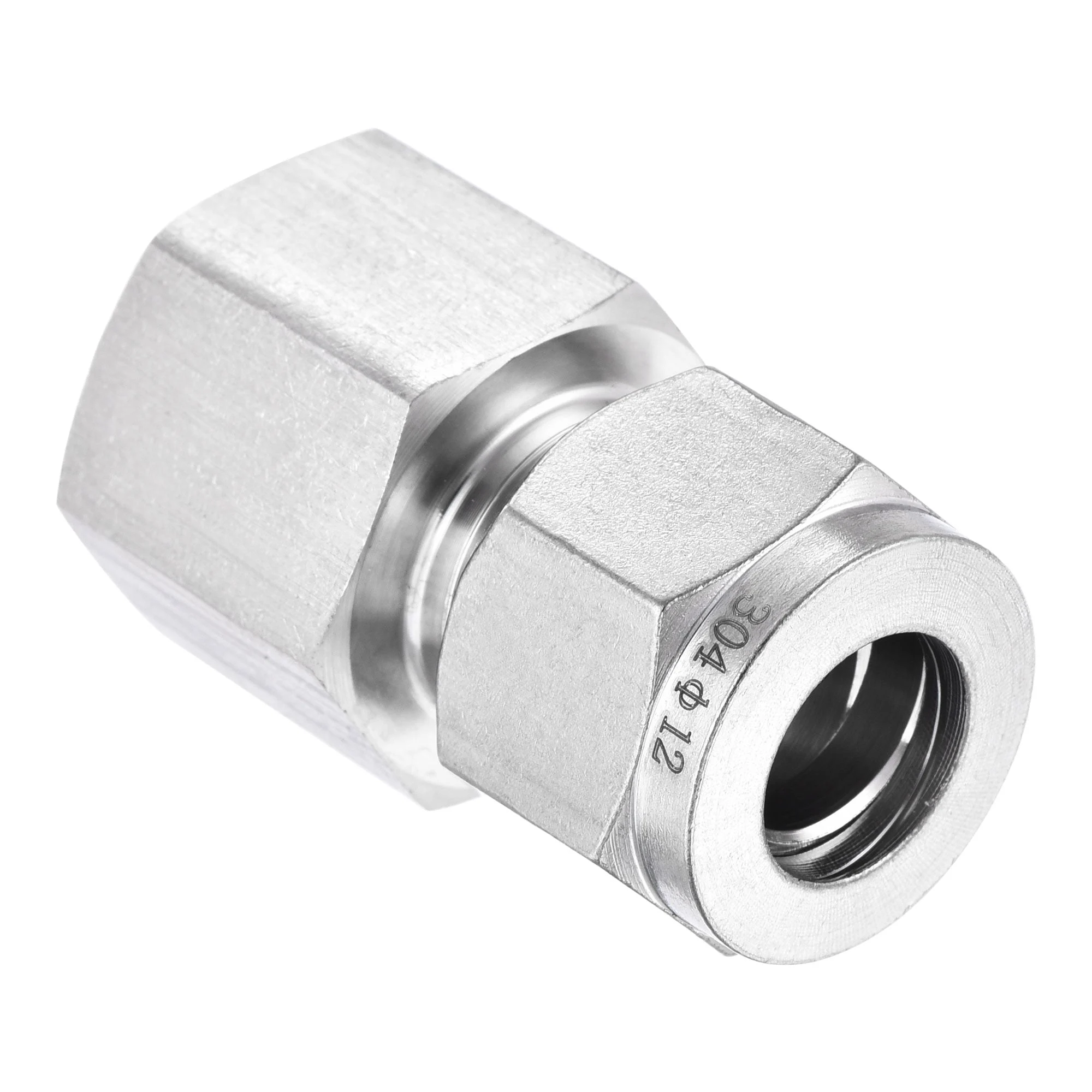 Compression Tube Fitting 1/2NPT Female Thread x 12mm Tube OD Straight Coupling Adapter 304 Stainless Steel