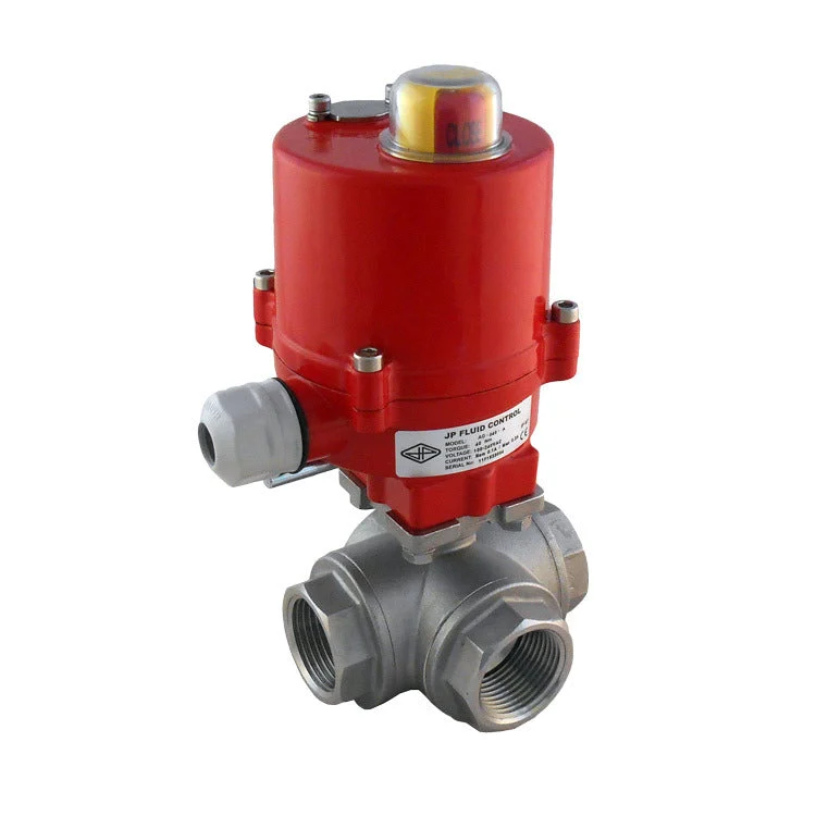 Electrical Ball Valve 3-Way L-bore G1-1/4'' Stainless Steel 12V AC