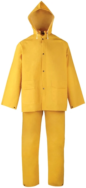 Diamondback SRS3/111-XL Rain Suit, XL, 30-1/2 in Inseam, Polyester/PVC, Yellow, Comfortable Corduroy, Zipper