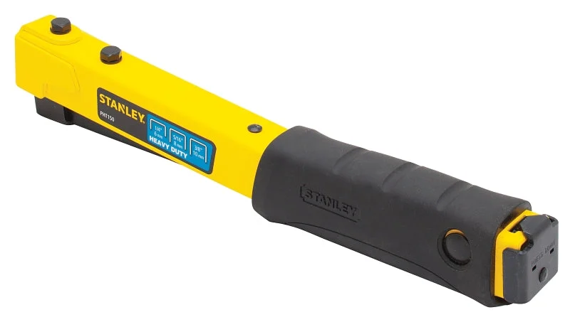 STANLEY PHT150C Hammer Tacker, 168 Magazine, 27/64 in W Crown, 1/4 to 3/8 in L Leg, Steel Staple, Black/Yellow