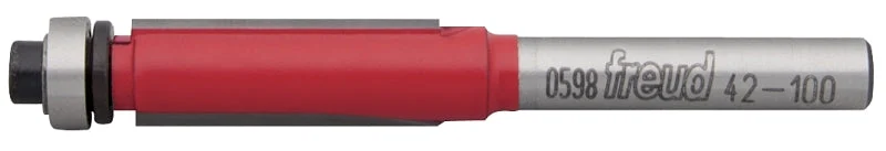 Freud 42-100 Bearing Flush Trim Bit, 3/8 in Dia Cutter, 1 in L Cutting, 2-13/16 in OAL, 1/4 in Dia Shank, 2-Cutter