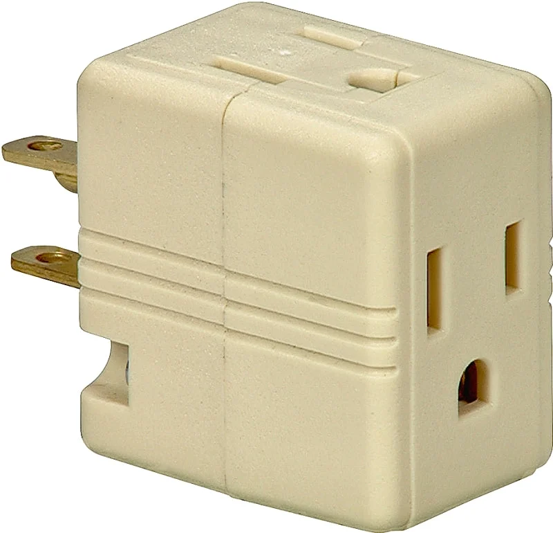 Eaton Wiring Devices BP1482V Cube Outlet Adapter, 2 -Pole, 15 A, 125 V, 3 -Outlet, NEMA: NEMA 5-15R, White