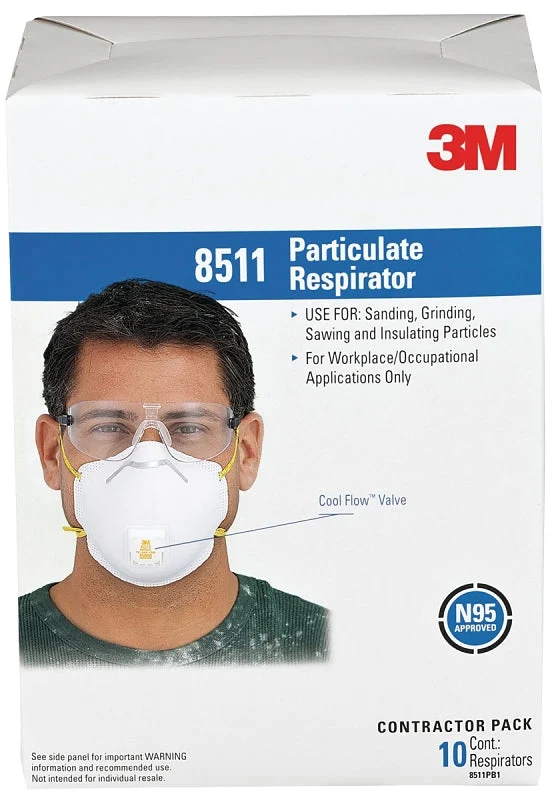 3M 8511PB1-A/8511 Disposable Valve Respirator Mask, N95 Filter Class, 95 % Filter Efficiency