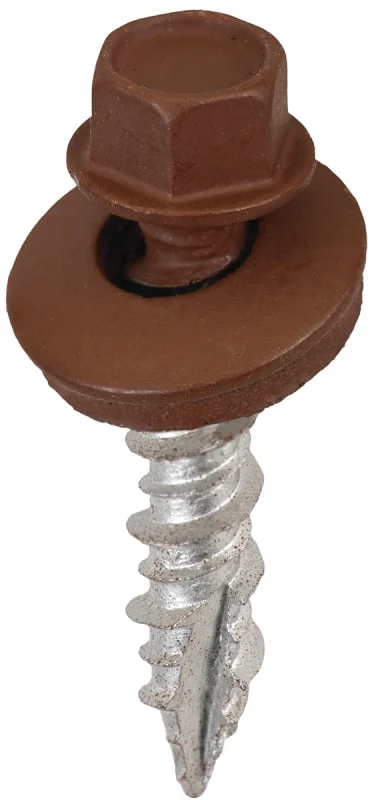 Acorn SW-MW1BN250 Screw, #9 Thread, High-Low, Twin Lead Thread, Hex Drive, Brown, Type 17 Point, 250/BAG