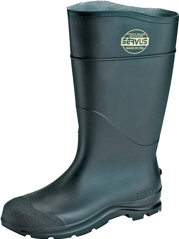Servus 18821-8 Non-Insulated Knee Boots, Pull-On, 8, Black, PVC, Insulated: No, PVC
