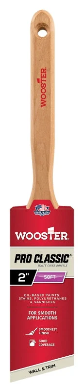 Wooster Z1222-2 Paint Brush, White, Maple Wood Handle, 2 in W, 2-15/16 in L Bristle, China Bristle