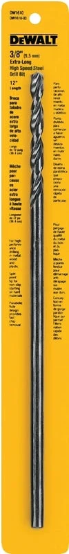 DEWALT DW1610 Drill Bit, 3/8 in Dia, 12 in OAL, Extended Length, Parabolic Flute, 3/8 in Dia Shank
