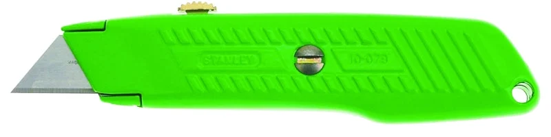 STANLEY 10-179 Utility Knife, 2-7/16 in L Blade, 3 in W Blade, HCS Blade, Contoured Handle, Green Handle