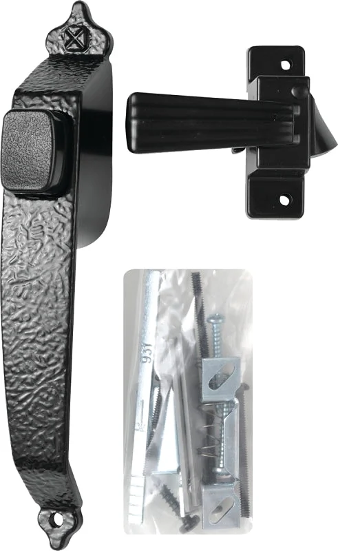 Wright Products VC333BL Pushbutton Latch, Black, 1-3/4 in Hole Spacing, 3/4 to 1-1/4 in Thick Door