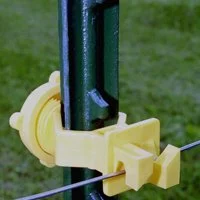 Zareba ITSOY-Z Series Screw-On Insulator, For: 1-1/4 in and 1.33 in Stubbed T-Posts, Aluminum/Polywire/Steel, Yellow
