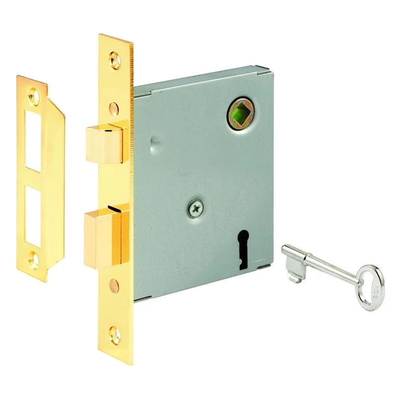 Defender Security E 2294 Mortise Interior Lockset, Polished Brass, Steel, 5-1/2 in H x 7/8 in W Dimensions