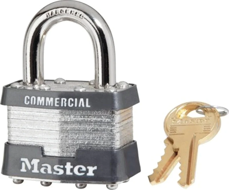 Master Lock 1KA 2402 Padlock, 1-3/4 in W Body, Key No: 2402, Keyed Alike Key, Open Shackle, 5/16 in Dia Shackle, Pack of 6