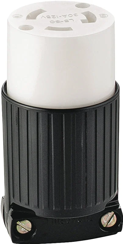 Eaton L530C Twist Lock Connector, 2-Pole, 30 A, 125/250 V, NEMA: NEMA L5-30, Black/White